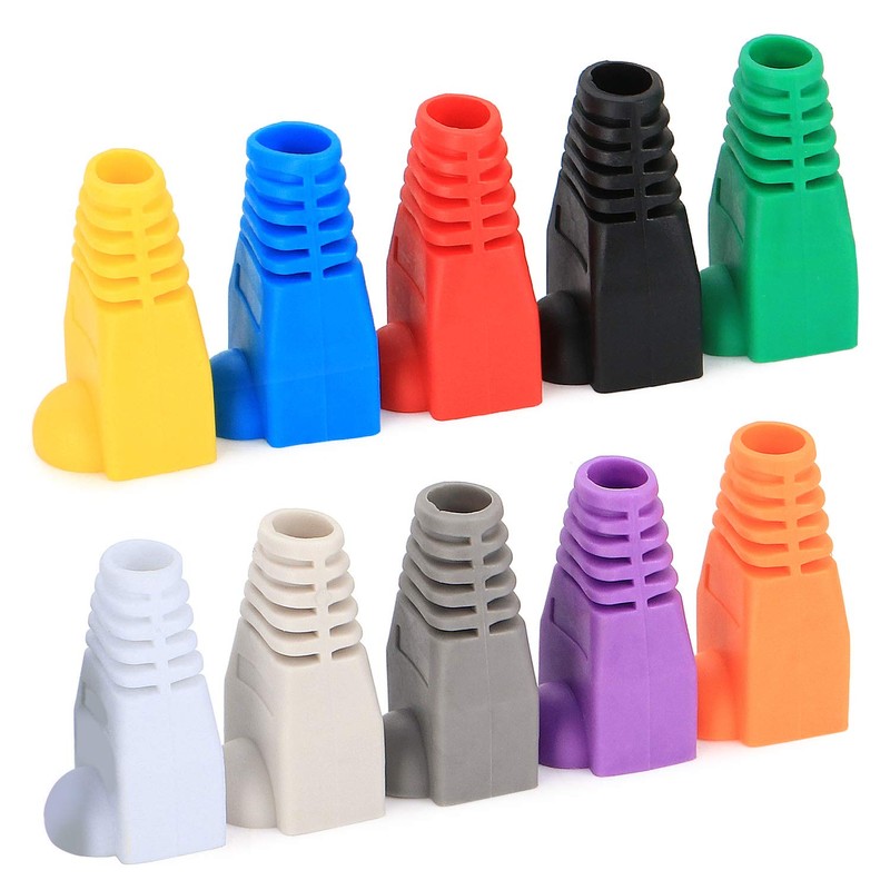 Aussel 10 Color 100PCS Soft Plastic Ethernet RJ45 Cable Connector