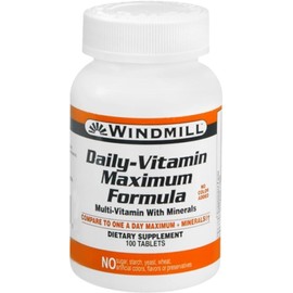Windmill Health Products Daily Vitamin Maximum Formula, Nutritional Support, Multivitamins and Minerals, 100 Servings, 100 Count