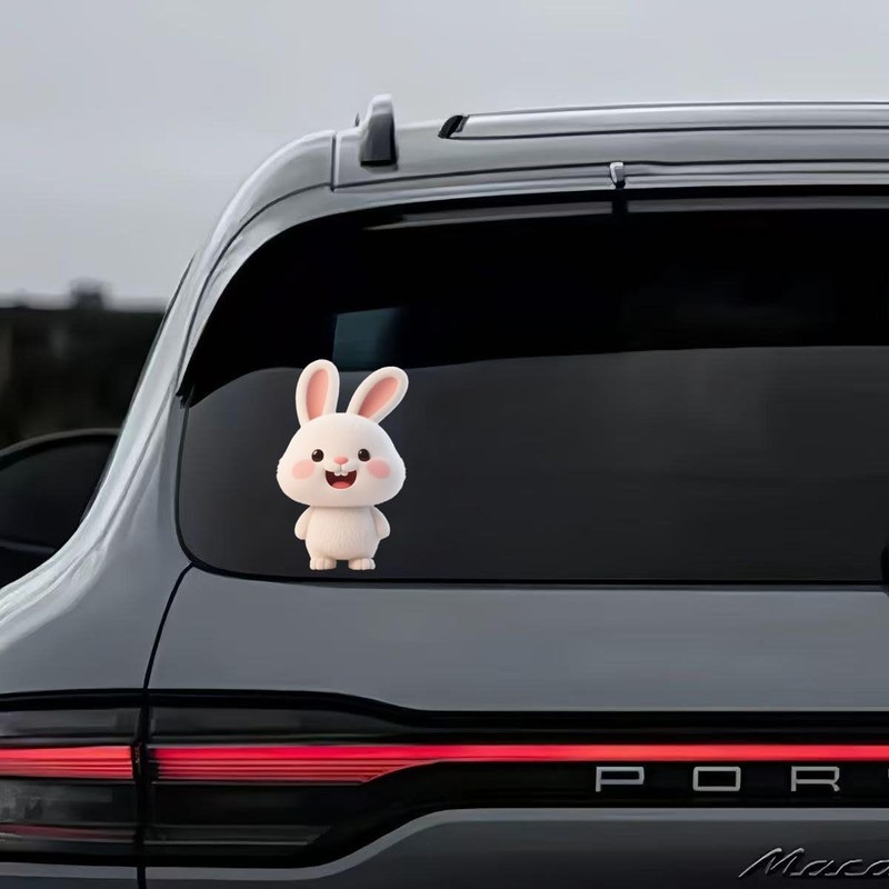 Cute Bunny Car Window Sticker, Waterproof Laptop Decal, 2-Piece Set,