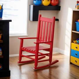 BplusZ Childs Red Rocking Chair Kid's Toddler Wooden Comfy Rocker Furniture Indoor Outdoor Patio Porch Balcony Reading Room Rocking Chair for Baby Children Ages 6-10, Red