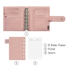 Moterm Pocket Luxe Ring Planner - Genuine Leather Binder Organiser (Pebble Dusty Rose, 30 mm Ring)