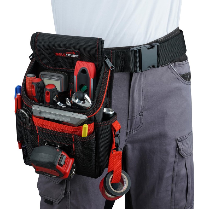 MELOTOUGH Medium Ziptop Tool Pouch with Belt Clip,16-Pocket Heavy Duty