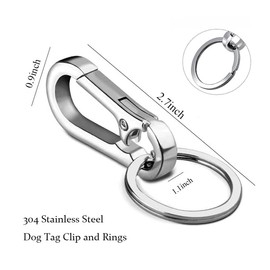 2 Pack Dog Tag Clips, Stainless Steel Heavy Duty Quick Clips with Rings, Easy Change Pet ID Tag Holder for Dog Cat Collars and Harnesses