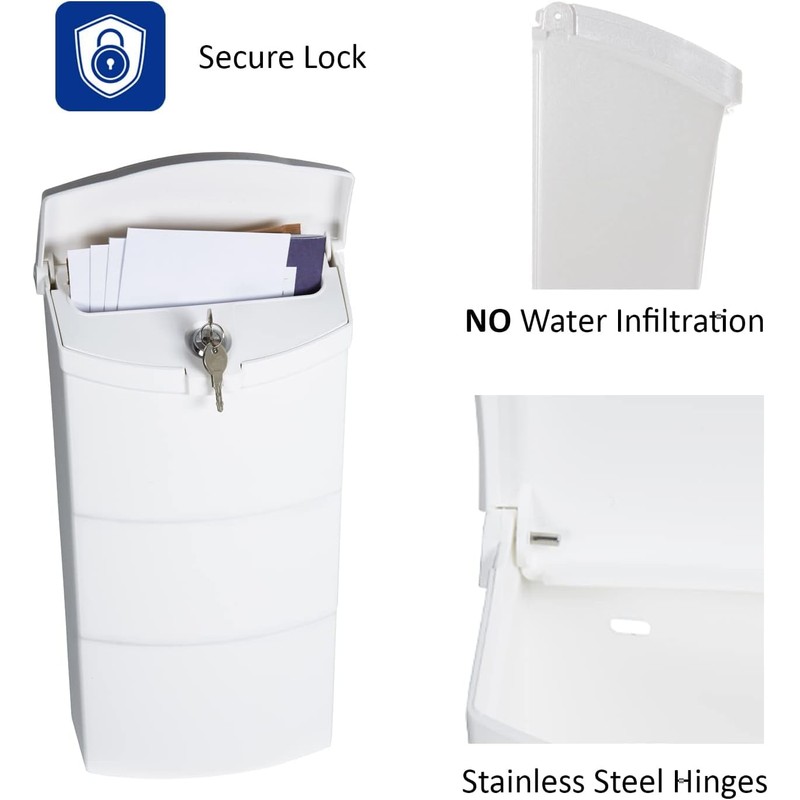 Small Plastic Mailbox for Outside Porch, Easy to Install Wall