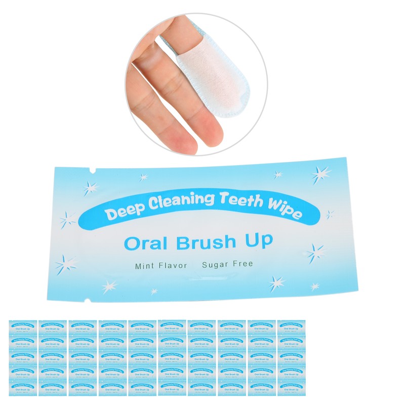 50pcs Disposable Finger Teeth Wipes Travel Portable Cleaning Dirt Removal