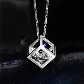 Bling Diamond Cube Car Rear View Mirror Charms, Crystal Rhinestone Cube Hanging Ornament for Automotive, Home Decor (Clear)