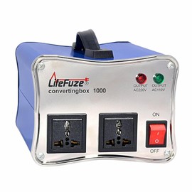LiteFuze 1000W Voltage Converter Step-up/Down Auto Power Transformer - 110/120v to 220/240v - Heavy Duty – Circuit Breaker Protection – Converting Box Technology - Blue