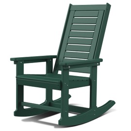 GREENVINES Outdoor Rocking Chairs | Porch Rocker | HDPE Plastic | Forest | Oversized Rockers | High Back | Big & Tall | Ladder Back | for Patio Outside Backyard Balcony Garden