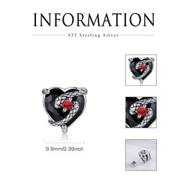 Snake Earrings Sterling Silver Cute Punk Gothic Snake Earrings Heart Crystal Stud Earrings Goth Jewellery Gifts for Women, Sterling Silver, Zircon