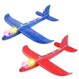 NUOBESTY Airplane Toy, 2pcs Foam Glider Planes Kids Toy Airplane Led Throwing Foam Toy Airplane for Outdoor Events, Parties