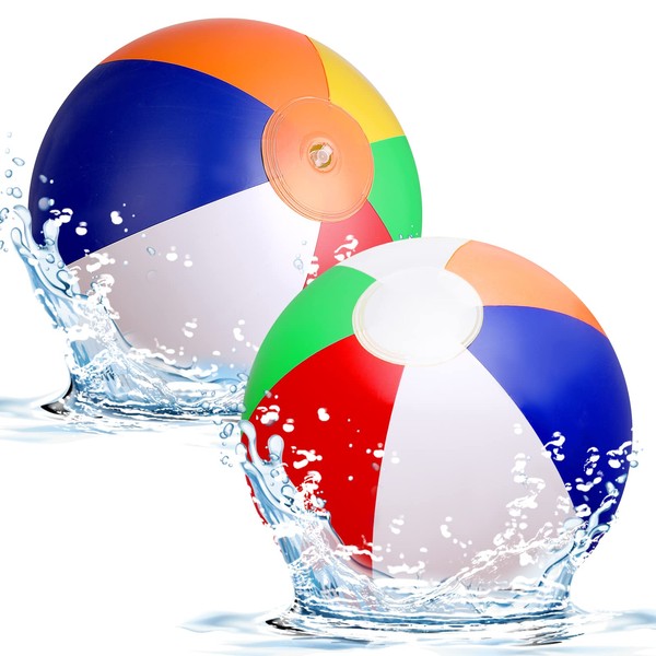Abeillo 13 Inch Beach Balls [2 Pack] - Inflatable Beach