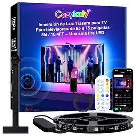 Cozylady Tira Led TV Con Cámara, 16.5ft/5M Luces Led RGB Para Televisores de 40 a 75 Pulgadas,Experiencia De Inmersión,Control Remoto+Control de App TV Backlight Trabaja con Android y iOS