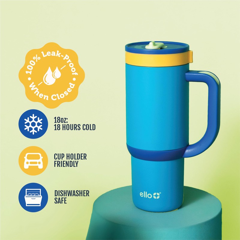 Ello Oasis 18oz Kids Tumbler with Handle & Retracting Straw,