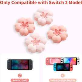 GeekShare Sakura Thumb Grips Compatible with Switch 2, Anti-Slip Silicone Switch 2 Joystick Caps with Original Design and Comfortable Grip(4PCS)