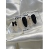 Black Ribbon Syrup Glitter Nail Handmade Nail Tip - Square
