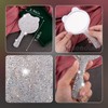 Framendino, White Cat Ear Shaped Bling Metal Handheld Mirror with
