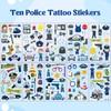 10 Blätter Polizei Tattoos für Kinder,Kindertattoos Polizei,Polizeiauto temporäre Tattoos,Mitgebsel Kindergeburtstag