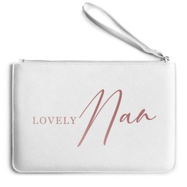 Purple Print House Rose Gold Lovely Nan Clutch Bag, Mothers Day Clutch Bag for Mum, Birthday Gift Ideas, Cute Make Up Bag for Her, One Size, White