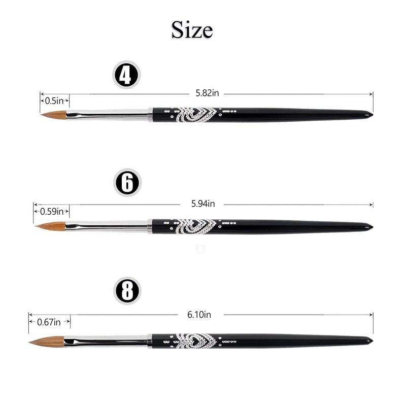 BQAN 3D Kolinsky Nail Art Brush 1Pc #4, Professional nail