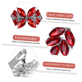 Austrian Crystal Bridal Hair Barrettes, Rhinestones Vintage Hair Clips, Sparkly Glitter Crystal Hairgrip Wedding Hair Headwear Accessories for Women Girls (Red-c)