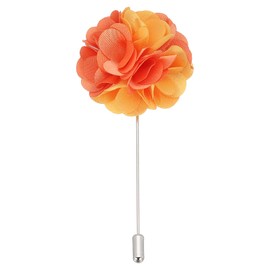 PATIKIL Flower Boutonnieres Pin, 1 Pcs Lapel Pin for Men Camellia Flower for Suit Wedding Graduation Anniversary Brooch Graduation Outfit Accessories, Yellow/Orange