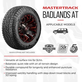 Mastertrack BADLANDS AT All Terrain 265/65R18 114H SUV Light Truck Tire + Road Hazard Warranty Included - 265/65/18(Tire Only)