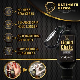 ULTIMATE Sports Liquid Chalk 50ml |Pro Enhancing Hand Grip & Hold | Sweat Free | Prevent from Germs & Bacteria for all Fitness Sports, Gym, Bodyweight Training, Weightlifting, Calisthenics, Gymnastics, Rock Climbing, Bouldering, Pole Dancing, Deadlift, C