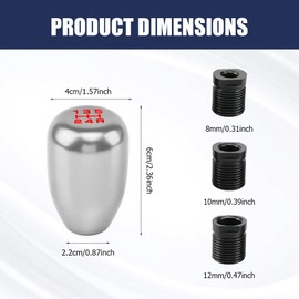 Zufoty Car Gear Shift Knobs, Manual Transmission Shift Knob, 5 Speed Car Stick Shift Knob with Adapter, Aluminum Alloy Shift Lever Knob, Universal Car Interior Accessories for Manual Car