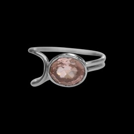 Meadows Joyería de anillo de cuarzo Morganita, Anillos para mujeres, Anillo de plata esterlina sólido 925, talla 7 EE. UU., Gemstone