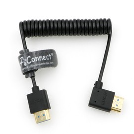 AConnect 8K Coiled Soft HDMI Cable, 8K@60Hz 4K@120Hz 48Gbps HDMI 2.1 Cable, Ultra High-Speed Braided Coiled Cable for Atomos Ninja V|Portkeys BM5 Monitor (Straight to Left Angle)