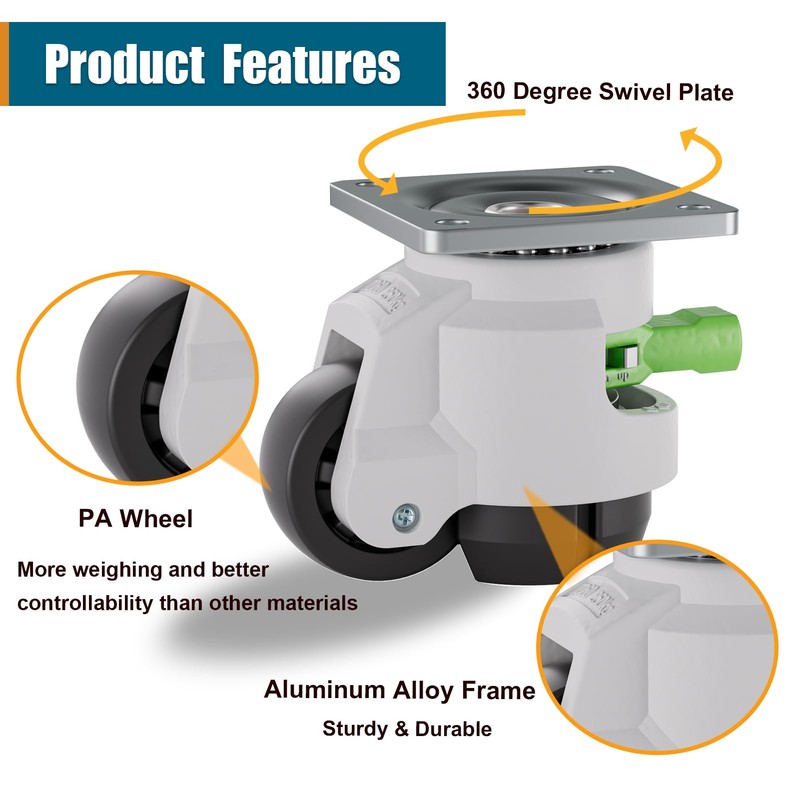 TESUMI Heavy Duty Leveling Casters Set of 4, 2200LBS Load