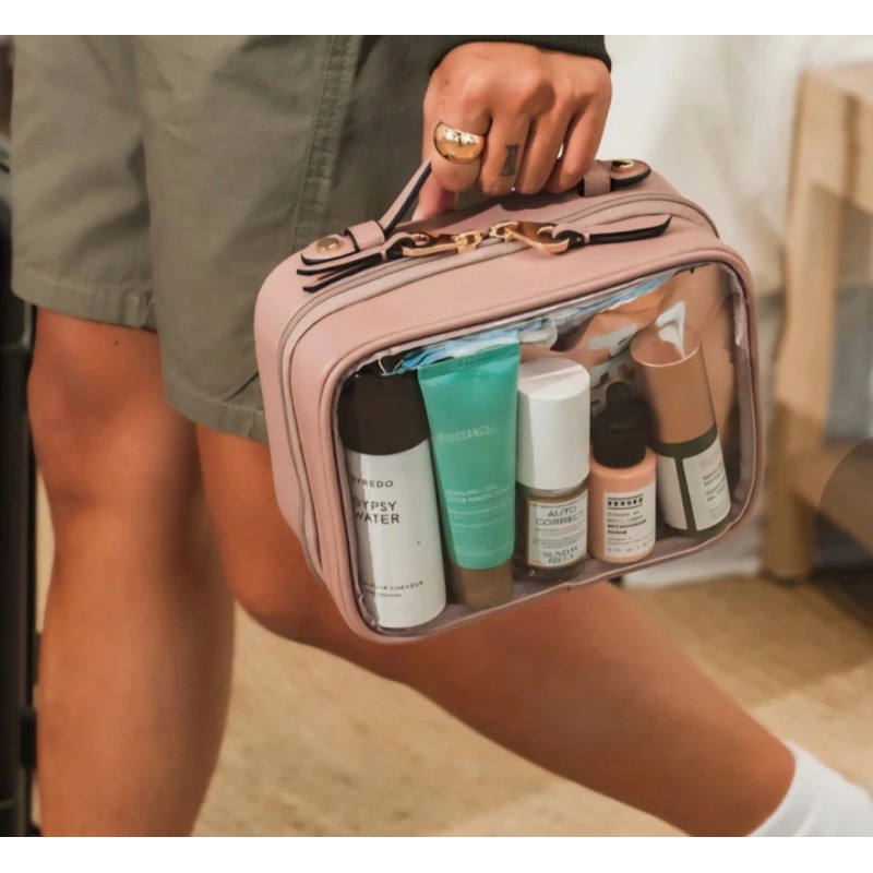 Calpak NWT Calpak Mini Makeup Bag Clear Cosmetic Case Mauve