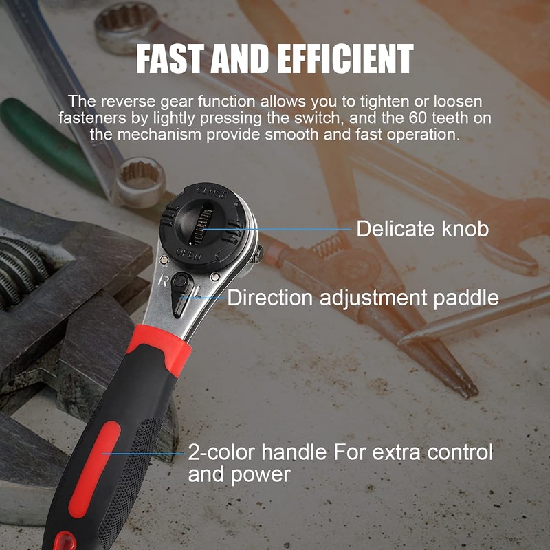 CMTOOL Adjustable Ratchet Wrench Kit for 6-22mm Screw, Portable Adjustable