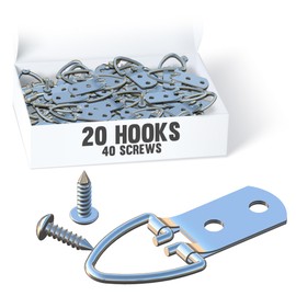 PERFORMORE 20 Pack of D-Ring Picture Hangers with 40 Screws, Heavy Duty Double Hole Frame Hanging for Frames Paintings Clock Artwork Hooks Picture Hardware