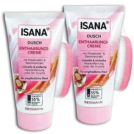 Isana Shower Hair Removal Cream with Sponge 2 x 150 ml Pack of 2