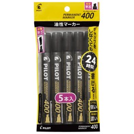 PILOT PMPM50B5B Permanent Markers, 400, Medium Point, Chisel Tip, Black, 5 Count