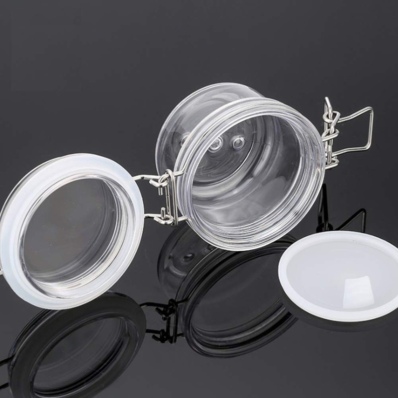 2Pcs 4 Oz/120ml Clear Round Plastic Home Kitchen Storage Sealed
