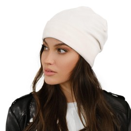 Alnorm Women’s Satin Lined Sleep Cap Slouchy Sleeping Hat Beanie Slap Hat Milky White