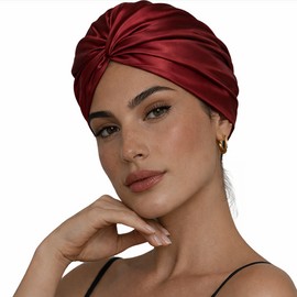 Casa Della Silk Rituale Mulberry Silk Hair Turban – Bordeaux Red