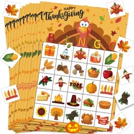 Happy Storm Thanksgiving Games for Kids, Bingo Cards 24 Players Thanksgiving Crafts for Kids Fall Festival Games Friendsgiving Party Favors Supplies Activities Gifts