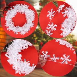 CCINEE 75 Feet Snowflake Wire Garland for Christmas Decoration, White Wired Tinsel Garlands for Xmas Tree Wreath Craft Birthday Winter Wonderland Party Ornaments 3 Roll