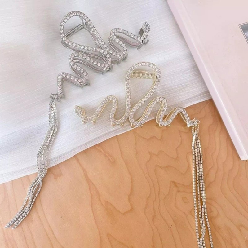 Universo en Linea Pinza Cabello Diseño Serpiente Diamantes Brillantes Metal