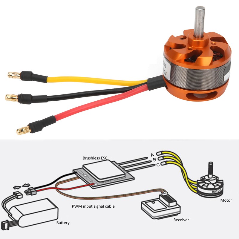 D3530 1100KV Brushless Outrunner Motor Replacement with Adapter for Remote