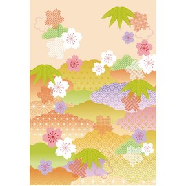 Qinunipoto Backdrop Japanese Spring Landscape Floral Background Cherry Maple Leaf Wave Pattern 1x1.5m Backdrop Home Decor Office Decoration Wedding Birthday Party Decoration Non-reflective Photography Cloth Product Photography Portrait Photography Custom
