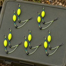 5 Packs Carp Fishing Hook Rig Set – Reverse Off-Bottom Double Hook Setup for Weed, Stone and Silt Fishing Conditions