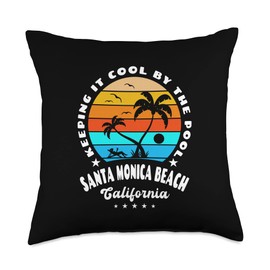 M.Graham Apparels Keeping It Cool by The Pool Santa Monica Beach California Throw Pillow, 18x18, Multicolor