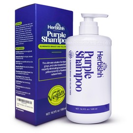 Herbishh Purple Shampoo for Blonde Hair 16.9 fl. Oz, Eliminates Yellow & Brassy Undertones from Silver & Highlighted Hair, Deep Cleansing Shampoo, Frizz Control & Color Protection