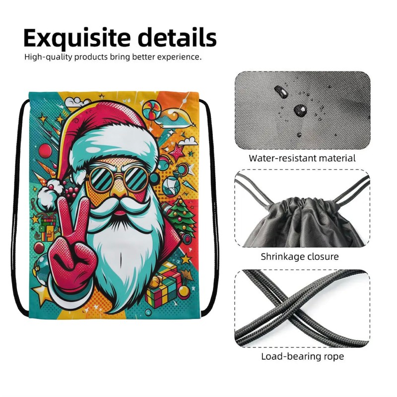 EZB Christmas Santa Drawstring Bag | 36x30cm Midi Sized Backpack