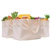 3 Pack Canvas Shopping Bags for Groceries, Holds 60 lbs