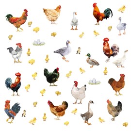 PLIGREAT Farm Poultry Rooster Chickens Duck Wall Stickers, Peel and Stick Wall Decals, Removable Vinyl Wall Sticker for Farmhouse Living Room Farm Store Wall Decoration Home Indoor Wall Art Decor